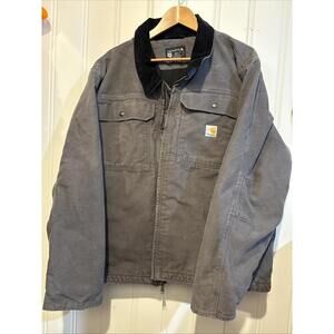 Carhartt Washed Duck Insulated Gray Jacket 0J4480-M, Men’s 2XL Flaw Zipper